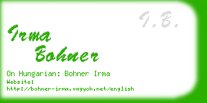 irma bohner business card